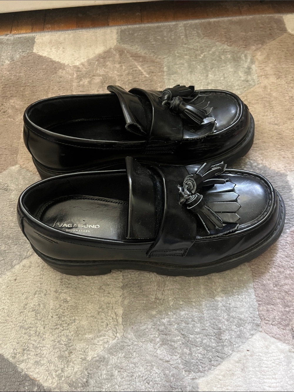 Vagabond Black Tassel Platform Loafers